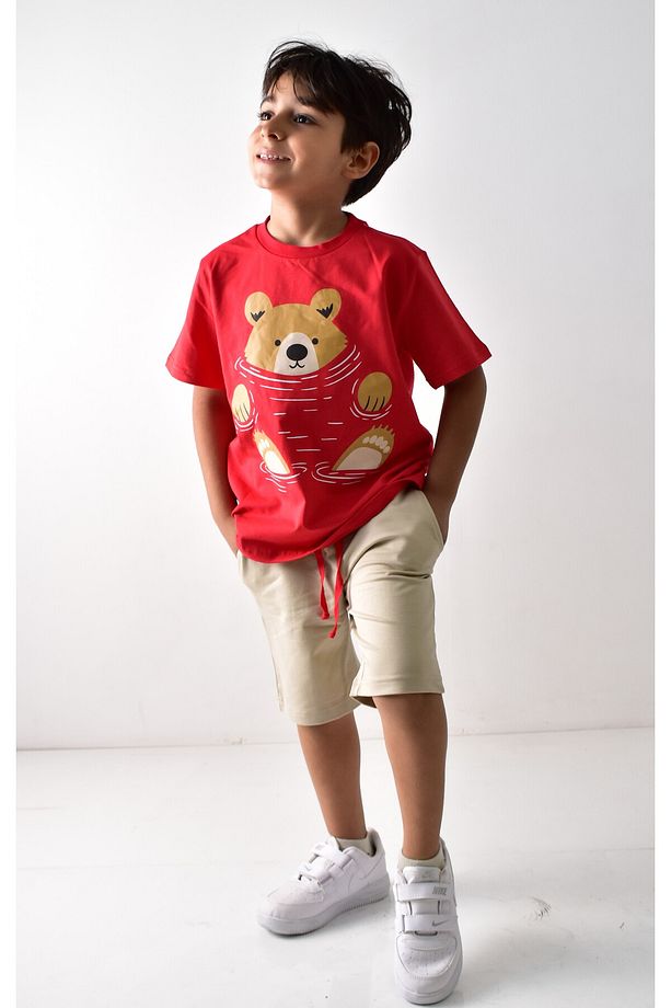 Erkek Çocuk Baskılı T-shirt Şort Takımı - 8