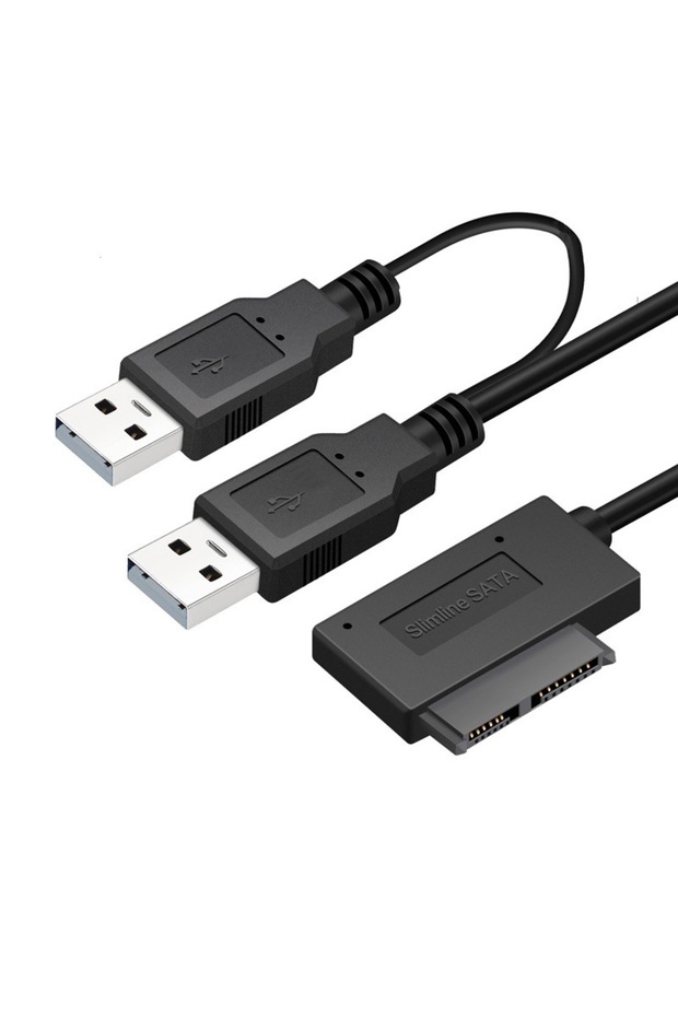 كابل محول SATA إلى USB 2.0 6pin+7pin 13pin أسود بطول 0.5 متر، كابل طاقة خارجي لأجهزة الكمبيوتر المحمولة ومحركات الأقراص الضوئية