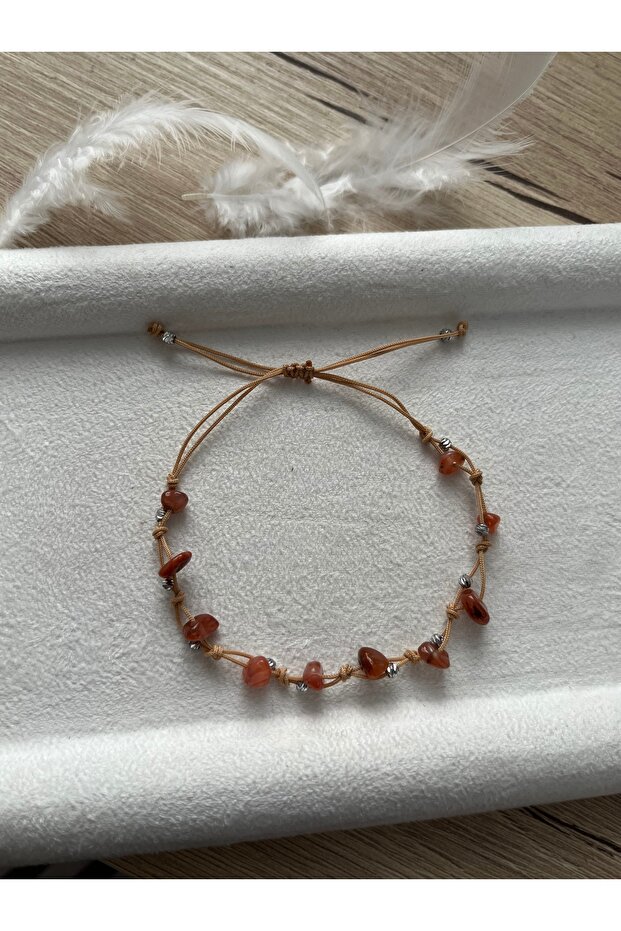 سوار وخاتم من حجر العقيق قابل للتعديل - 1