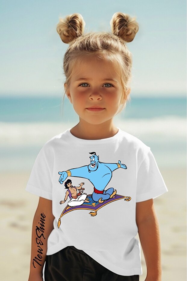 Aladdin and Magic Lamp Printed Oversize Children's T-Shirt