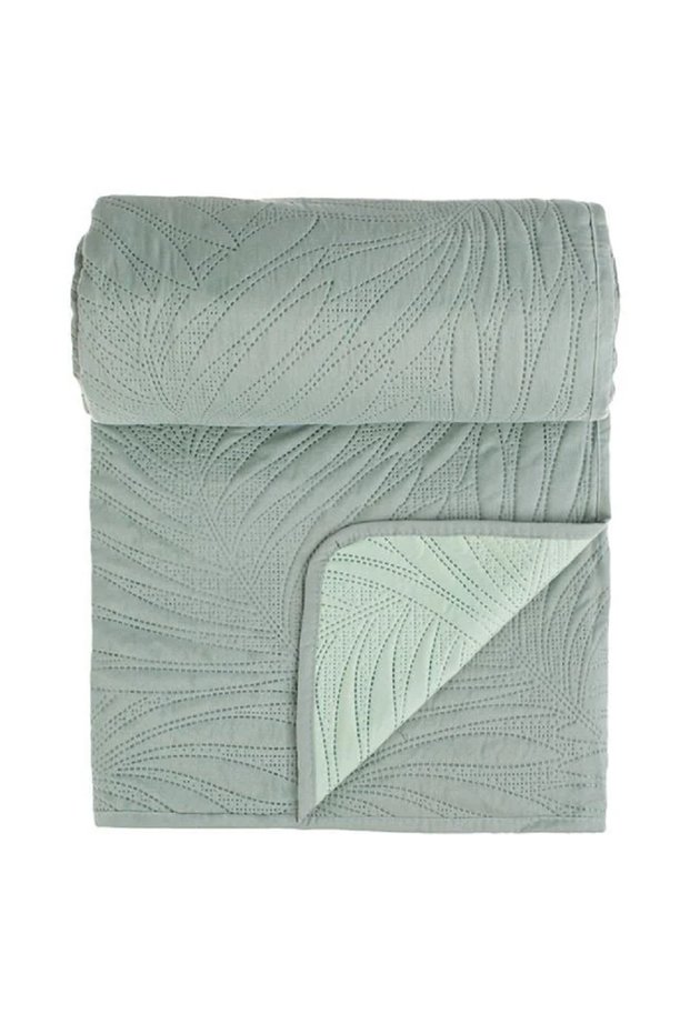 Double bedspread with 2 sides, embossed pattern, 220x240 cm, Mint green