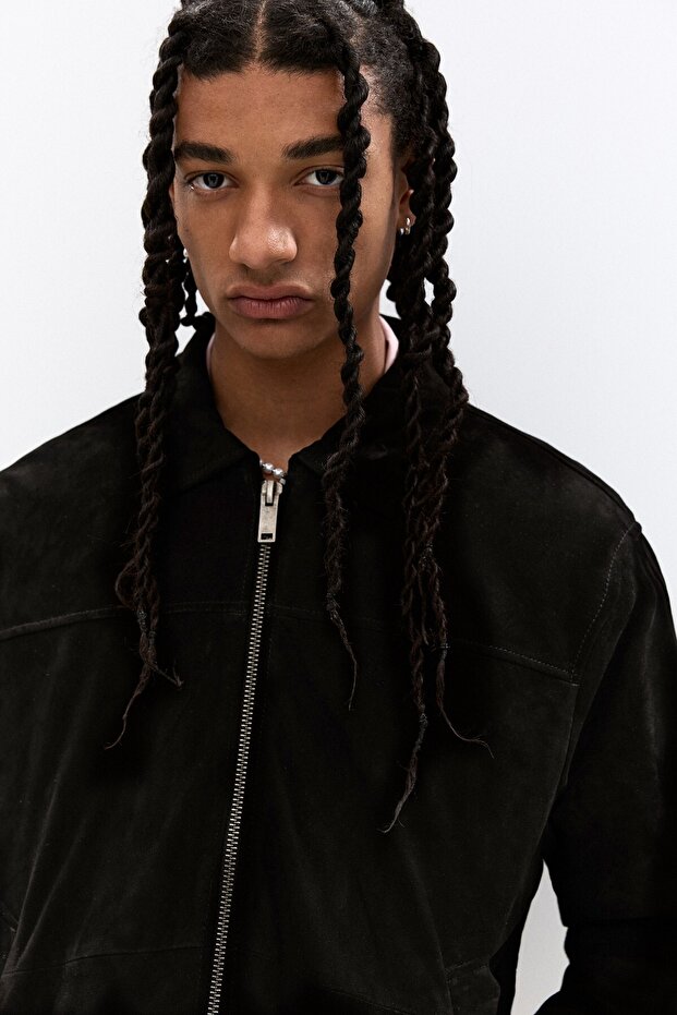 Siyah suni süet ceket - 6