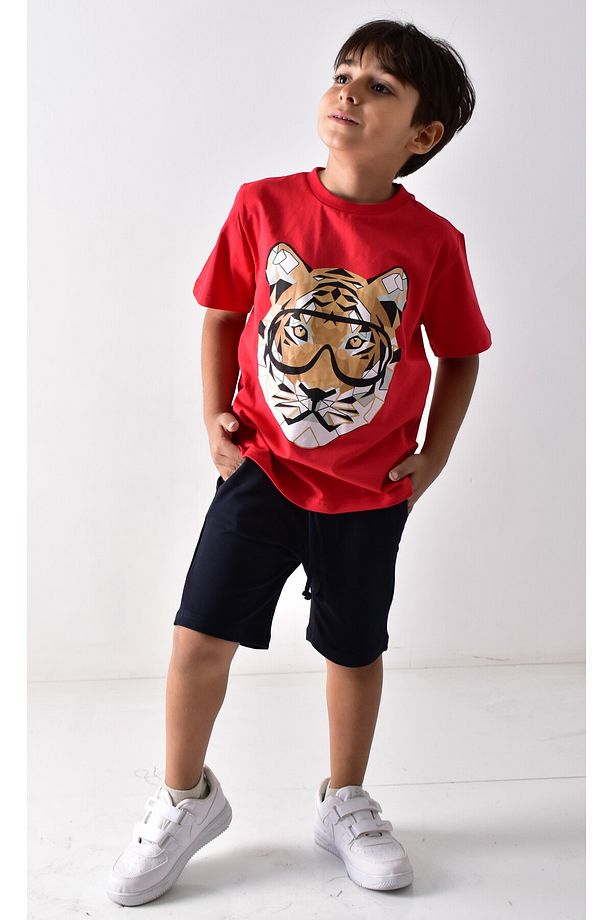 Erkek Çocuk Baskılı T-shirt Şort Takımı - 7