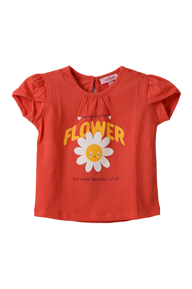 Girls Red Flower Graphic Cap Sleeve Tee