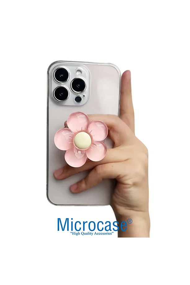 3D Çiçek Tasarımlı 3M Yapıştırmalı El Parmak Tutucu Cep Telefonu Tutacağı Popsocket - AL5246 - 5