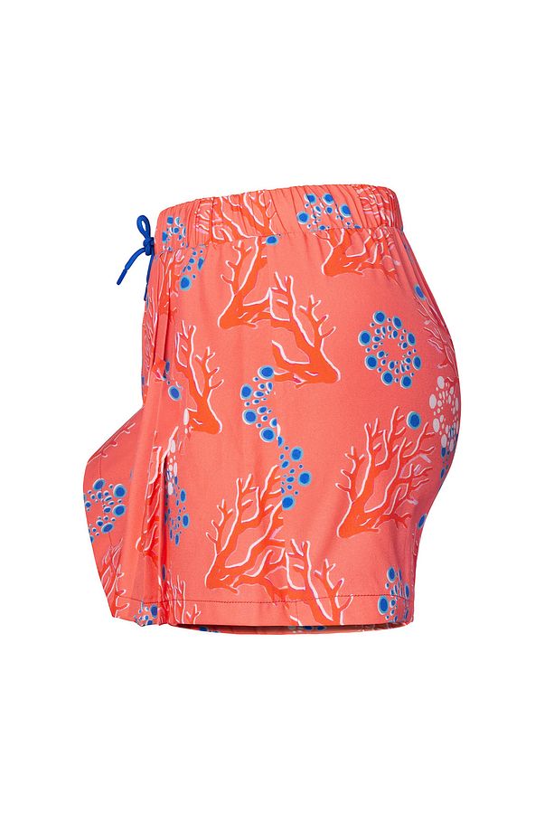 Mercan Kadın Şort Etek – Lastikli Bel, Bağcıklı, Pembe Desenli Yazlık Skort - 3