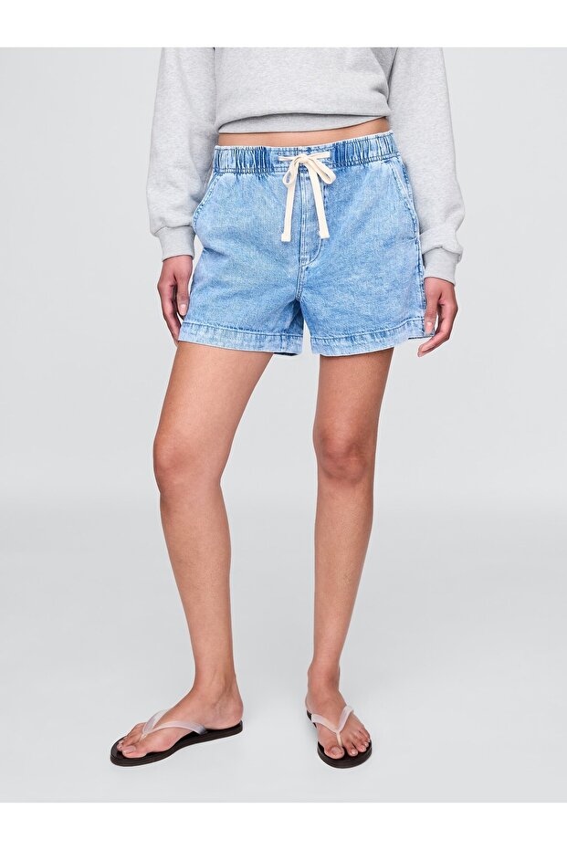 Kadın Mavi Denim Şort - 8
