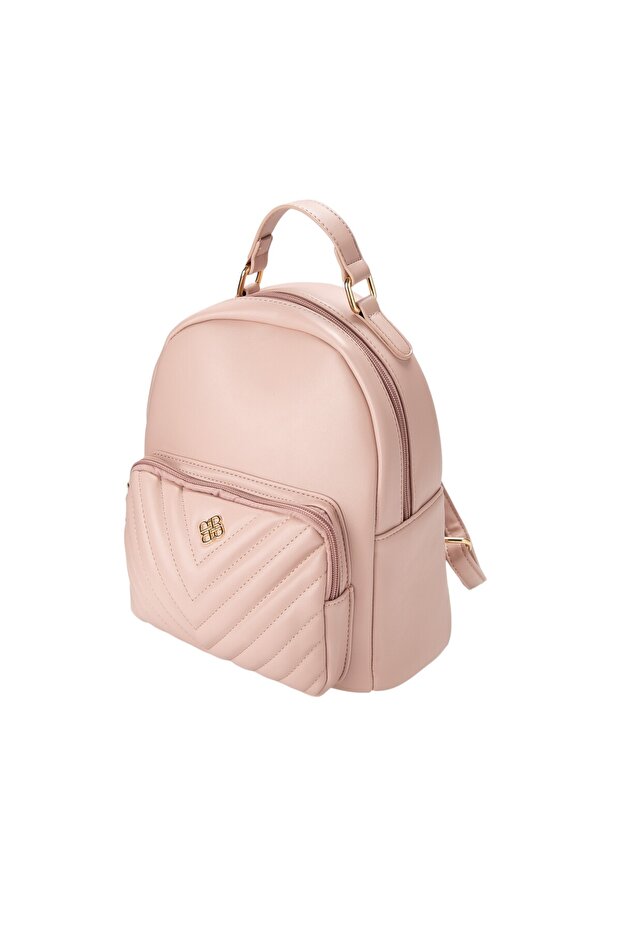 حقيبة ظهر مبطنة بمقبض علوي باللون الوردي - 3