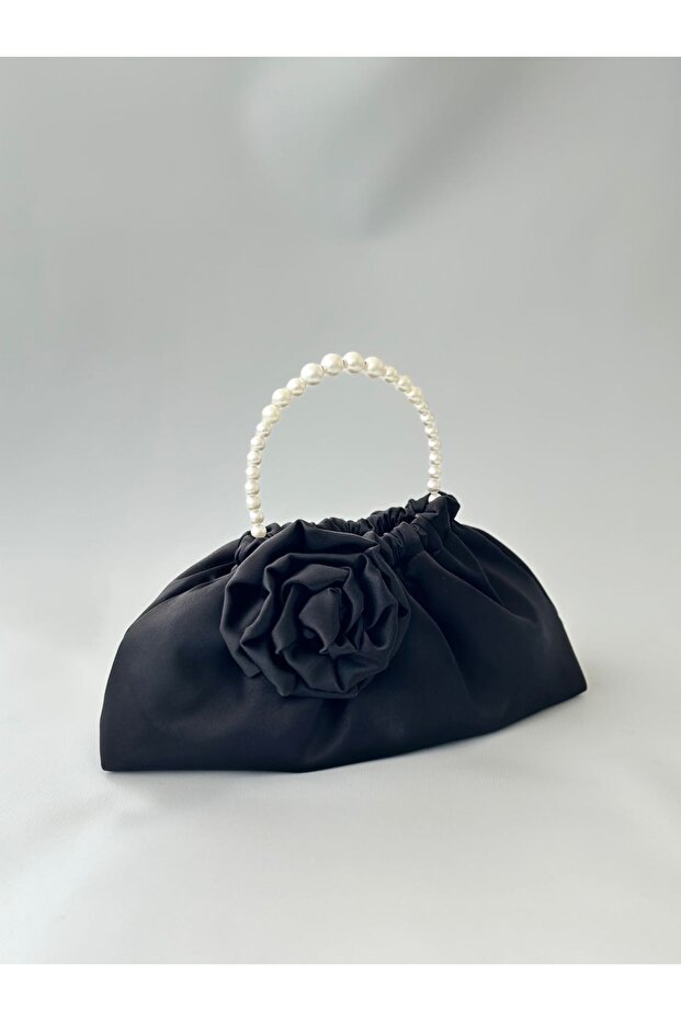 Rose Pearl Satin Portfolio Evening Dress Handbag