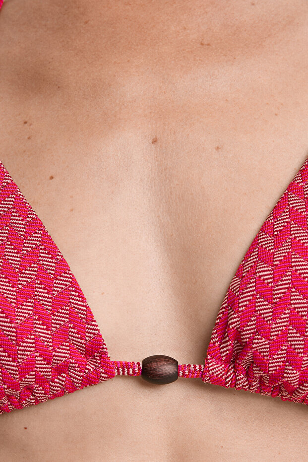Jakarlı üçgen bikini üstü - 6