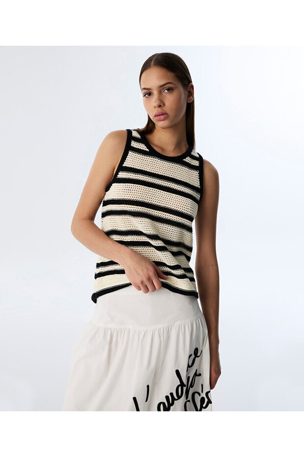 ÇİZGİLİ KROŞE TRİKO - 2