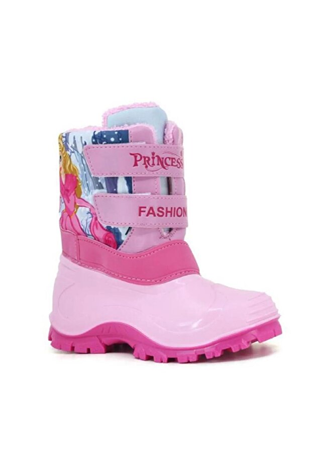 Kız Çocuk Kaymaz Tabanlı, İçi Kürklü Su Geçirmez Pembe Bot - 1