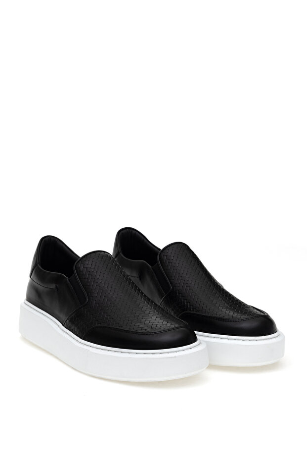Black Eva Sole 100% Leather Loafer Shoes 50302350-Vr046