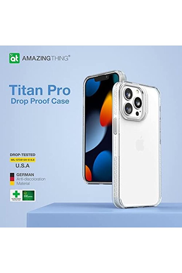 جراب خلفي AT TITAN Pro + إطار عدسة شفاف غير لامع لهاتف iPhone 13 Pro الجديد - 9