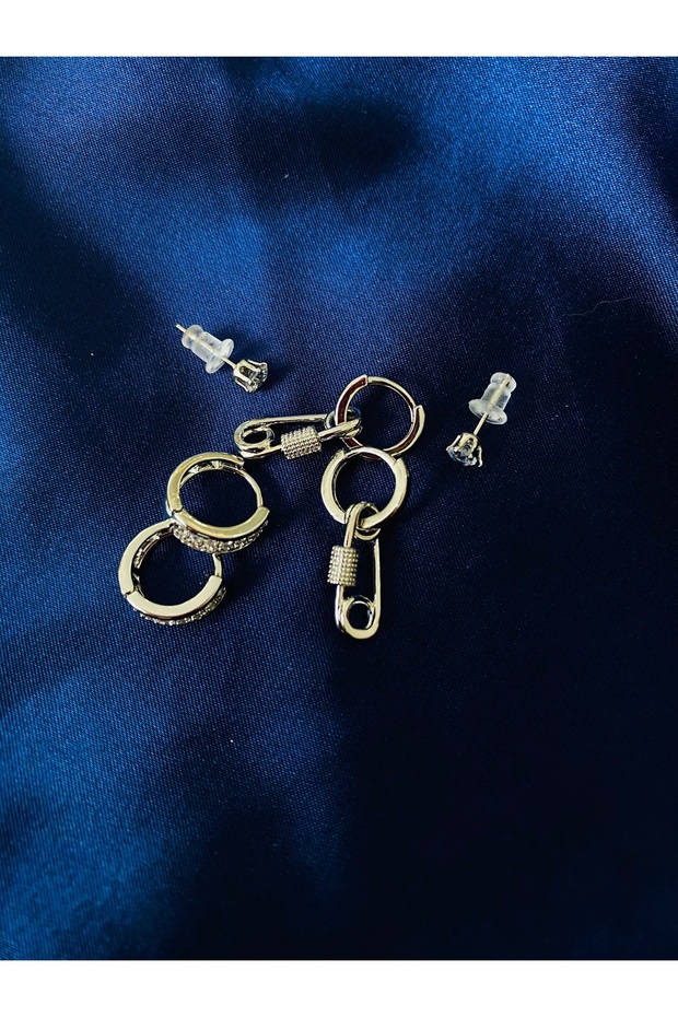 Çelik 6’lı gümüş küpe - 3