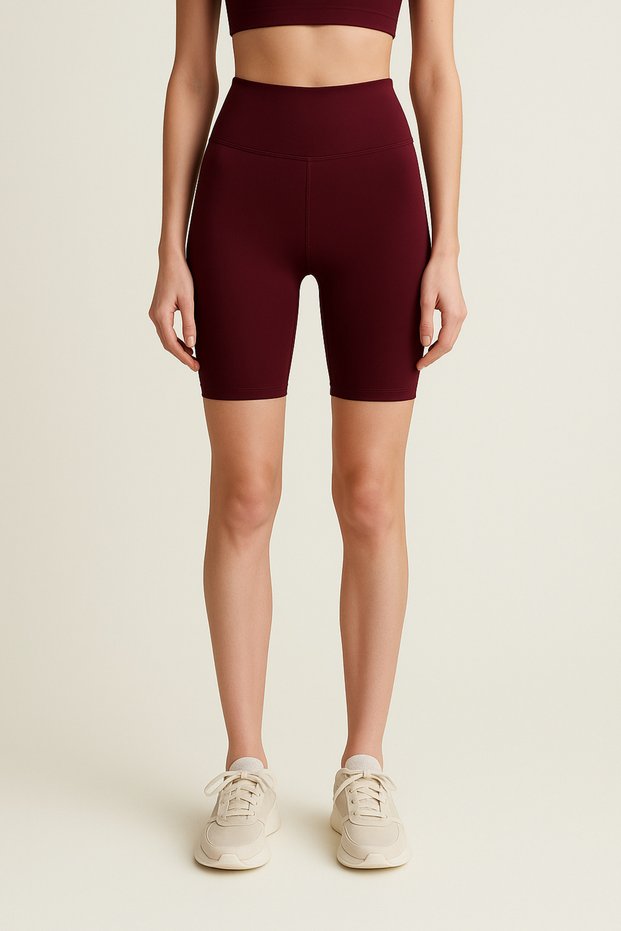 High Waist Recovery Women's Sports Short Leggings | Burgundy