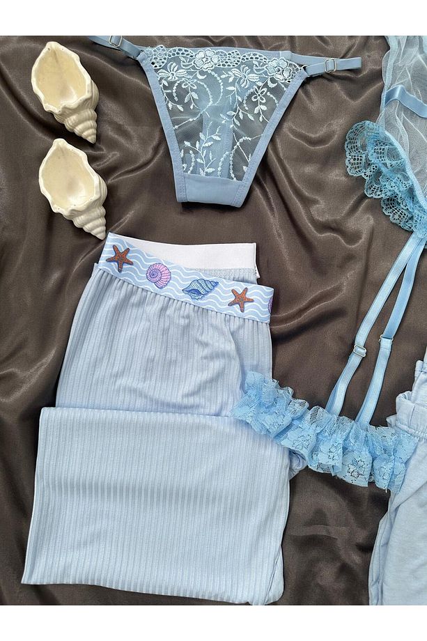 Kadın Miary 6 Parçalı Dev Pijama Jartiyer İç Çamaşır Seti - 5