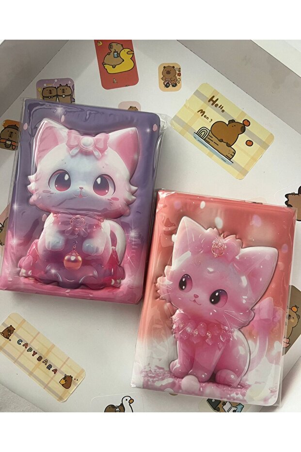 دفتر ملاحظات على شكل قطة لطيفة منقوش ثلاثي الأبعاد عدد 2 - 1