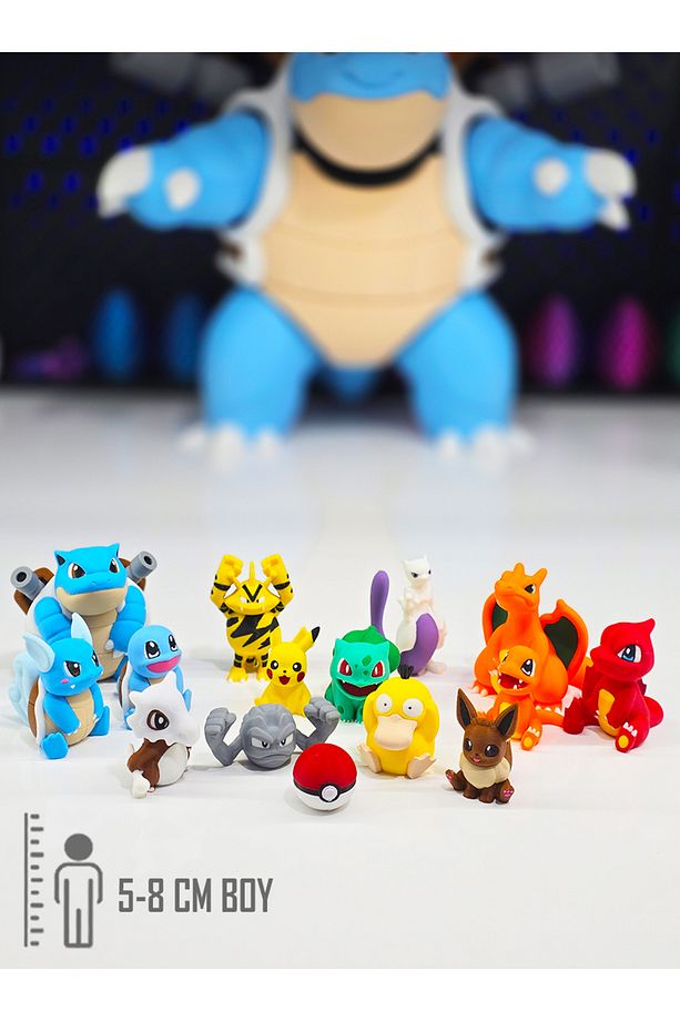 15 Adet Mega Pokemon Figür Seti Mewtwo, Blastoise, Charizard, Pikachu, Bulbasaur 5-8 Cm - 4