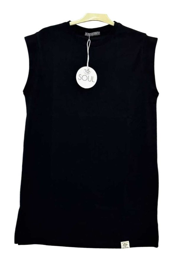 Women's Crew Neck Organic Cotton Zero Sleeve Black Underwear 30725