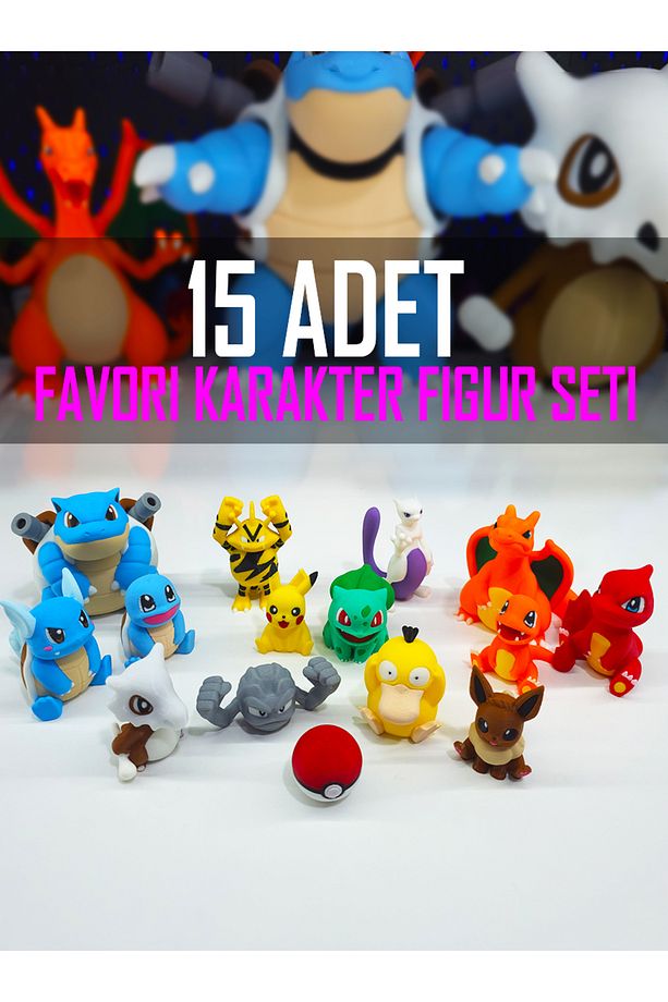 15 Adet Mega Pokemon Figür Seti Mewtwo, Blastoise, Charizard, Pikachu, Bulbasaur 5-8 Cm - 1