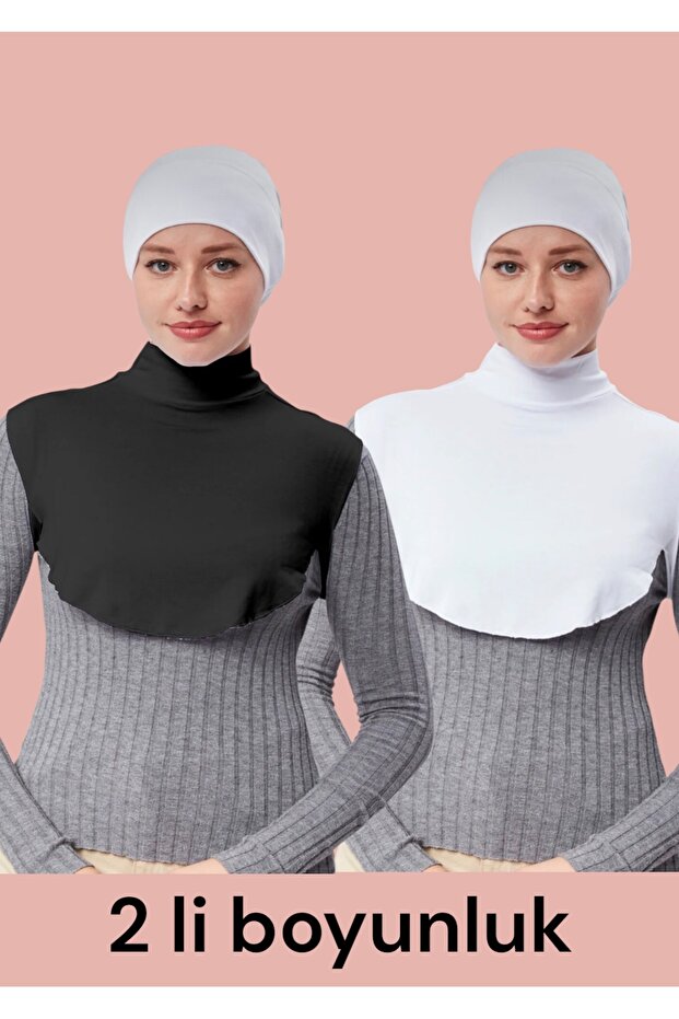2 Pack Black and White Neck Collar Lycra Cotton