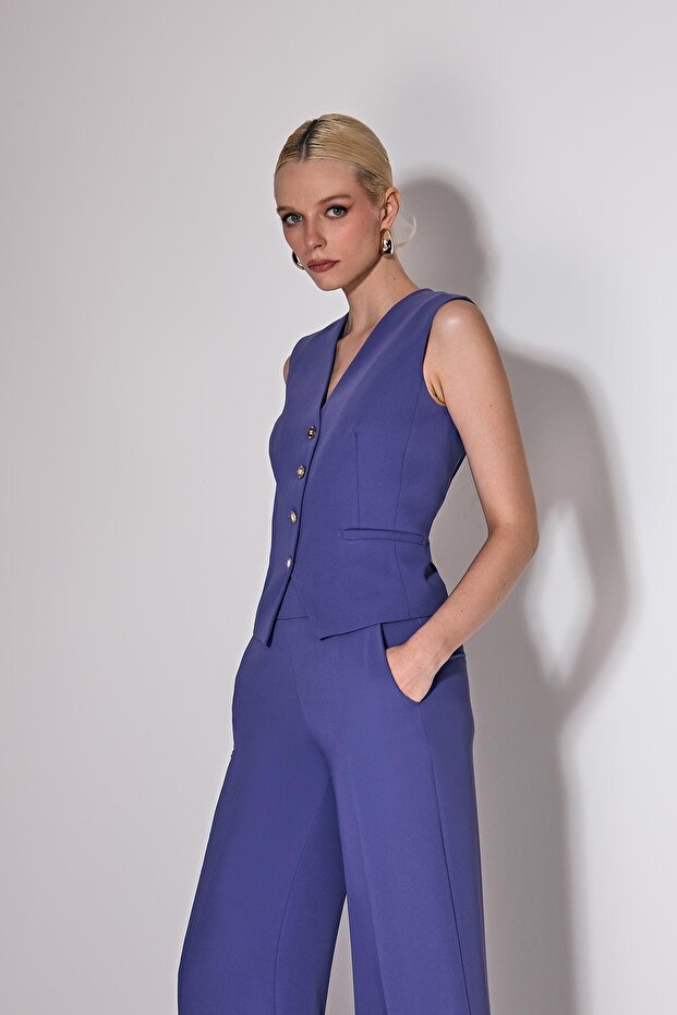 Gold Logo Düğmeli Yelek - 3