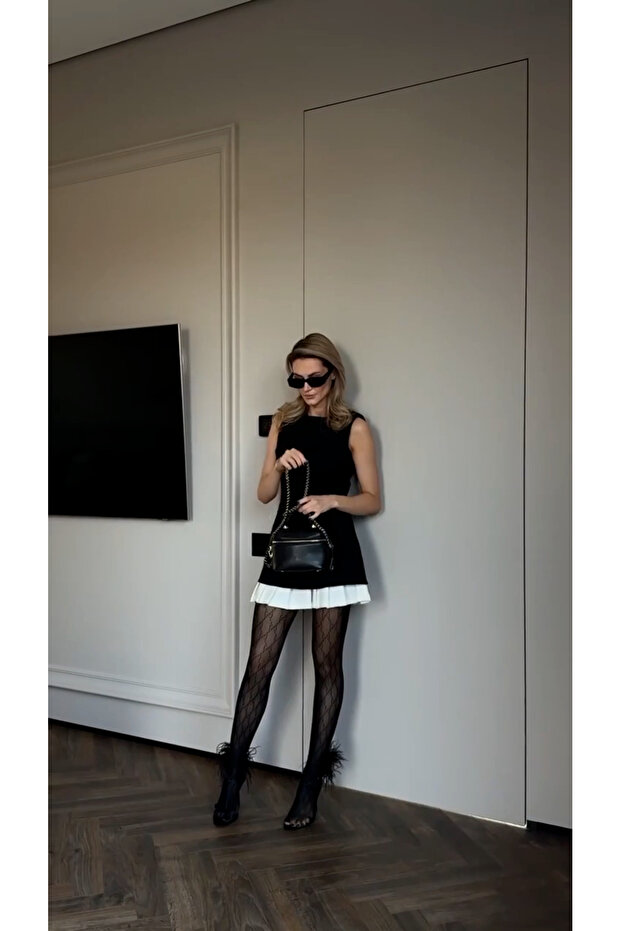 Piliseli kolsuz mini elbise - 5