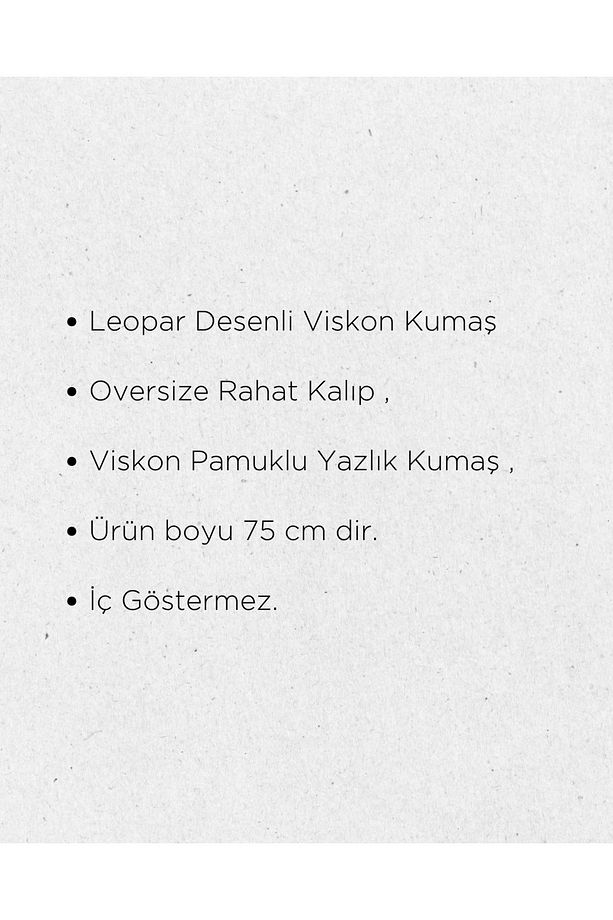Leopar Desen Oversize Kadın Cep Detaylı Gömlek (Viskon Kumaş) - 4