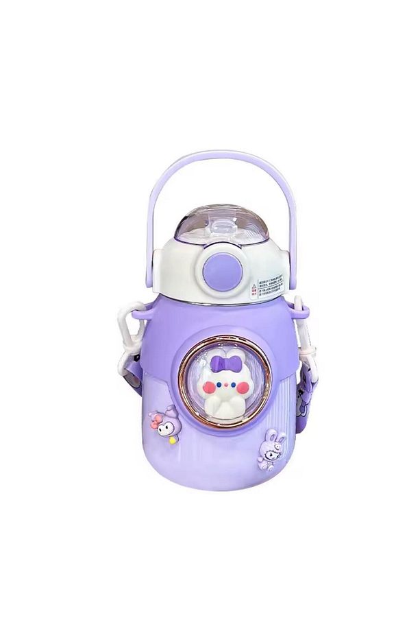 Çelik Pipetli Suluk - Çift Katman - 700ml - Kayışlı - Bpa Free - - 1