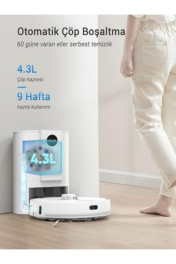 T10 Robot Süpürge, Kendiliğinden Boşalan Taban, 3000PA Güç, Lazer Navigasyon - 3