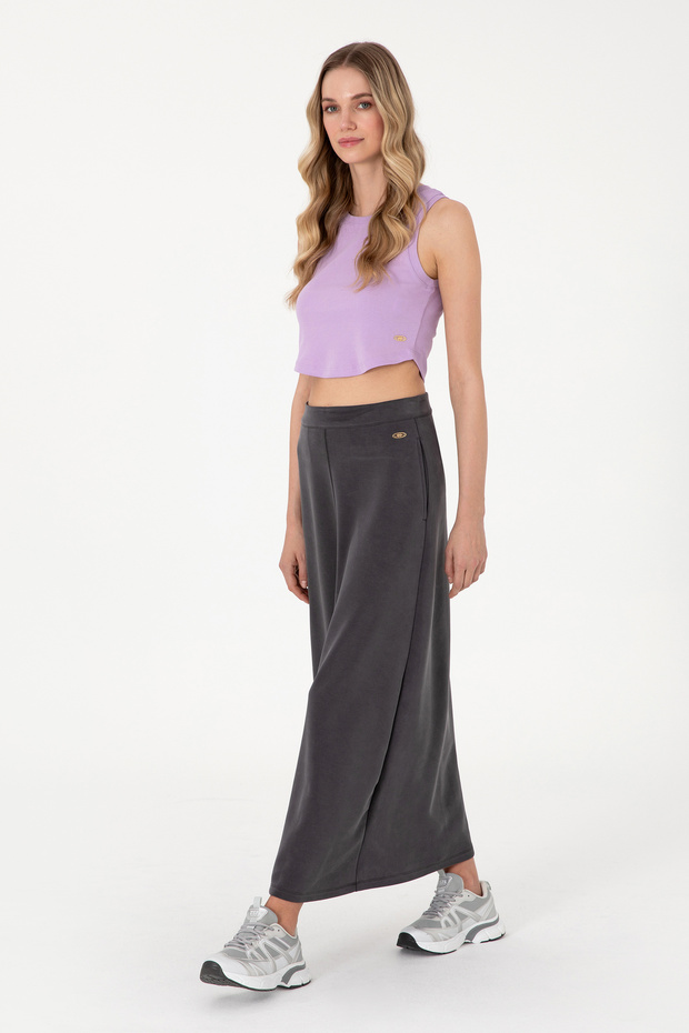 Women's Anthracite Maxi Length Knitted Skirt 50295800-Vr006