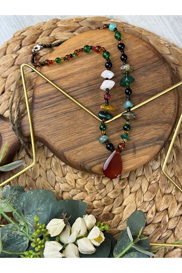 Damla model doğal taş kolye - 3