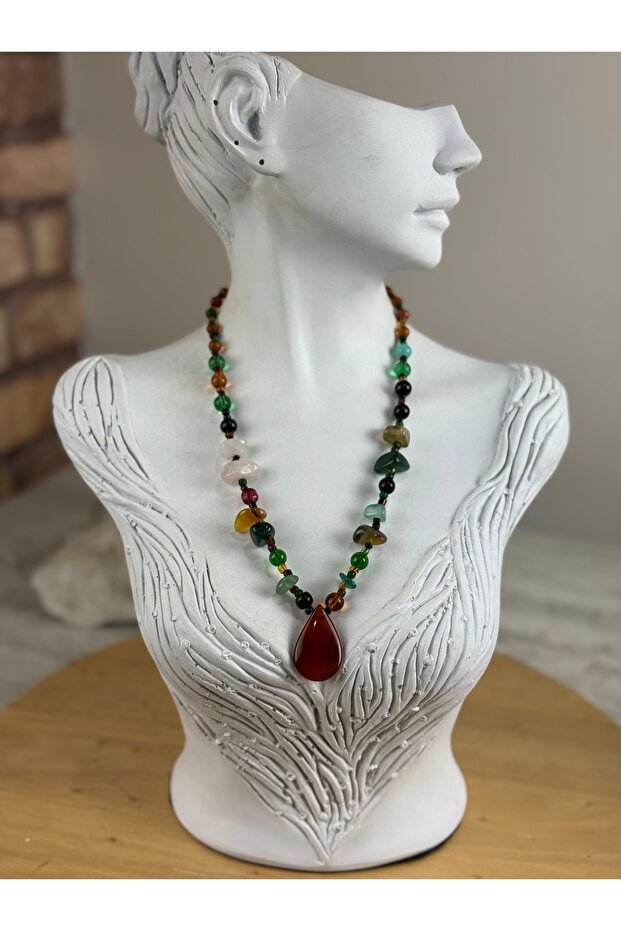 Damla model doğal taş kolye - 4