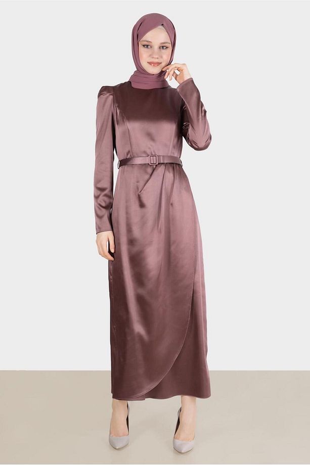 Kemerli Saten Elbise 42527 - 1