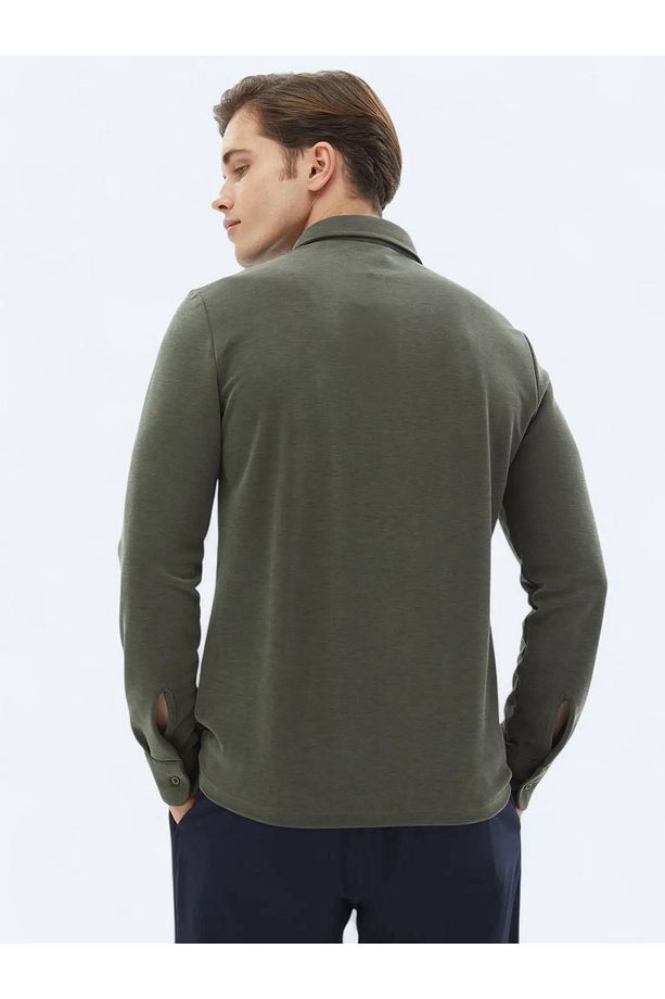 Haki Düz Regular Fit Casual Gömlek - 6