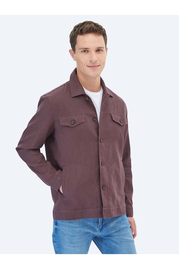 Mürdüm Regular Fit Dokuma Overshırt - 1