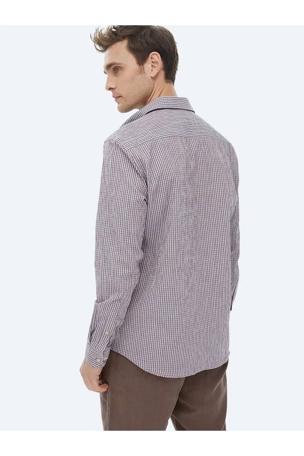 Mürdüm Regular Fit Dokuma Casual Pamuk Karışımlı Gömlek - 7