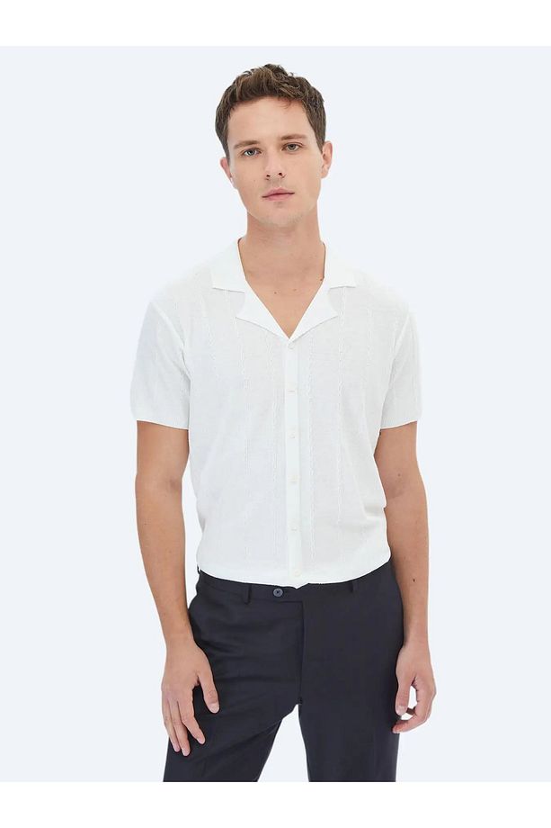 Ekru Regular Fit Casual Gömlek - 1
