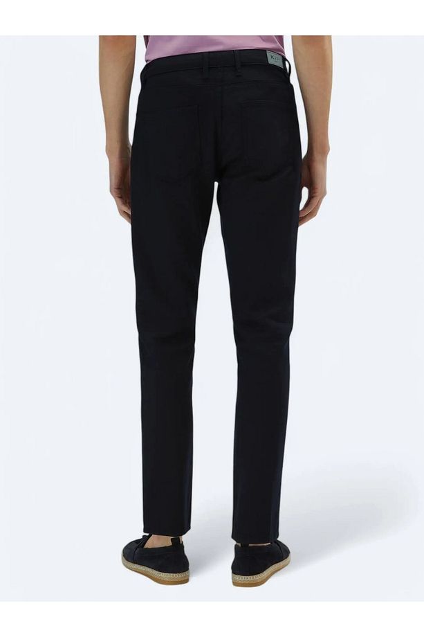 Lacivert Düz Dokuma Regular Fit Casual Pamuk Karışımlı Pantolon - 4