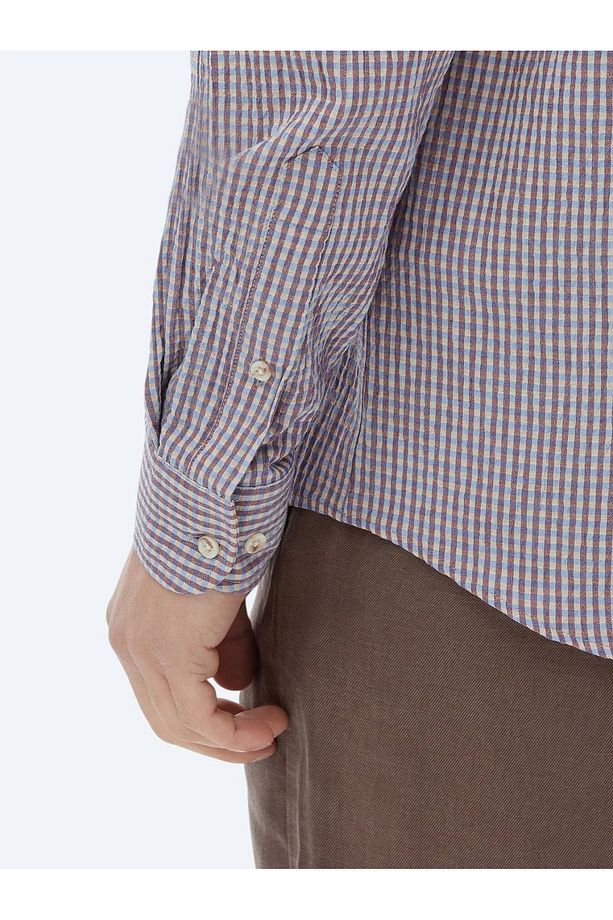 Mürdüm Regular Fit Dokuma Casual Pamuk Karışımlı Gömlek - 6