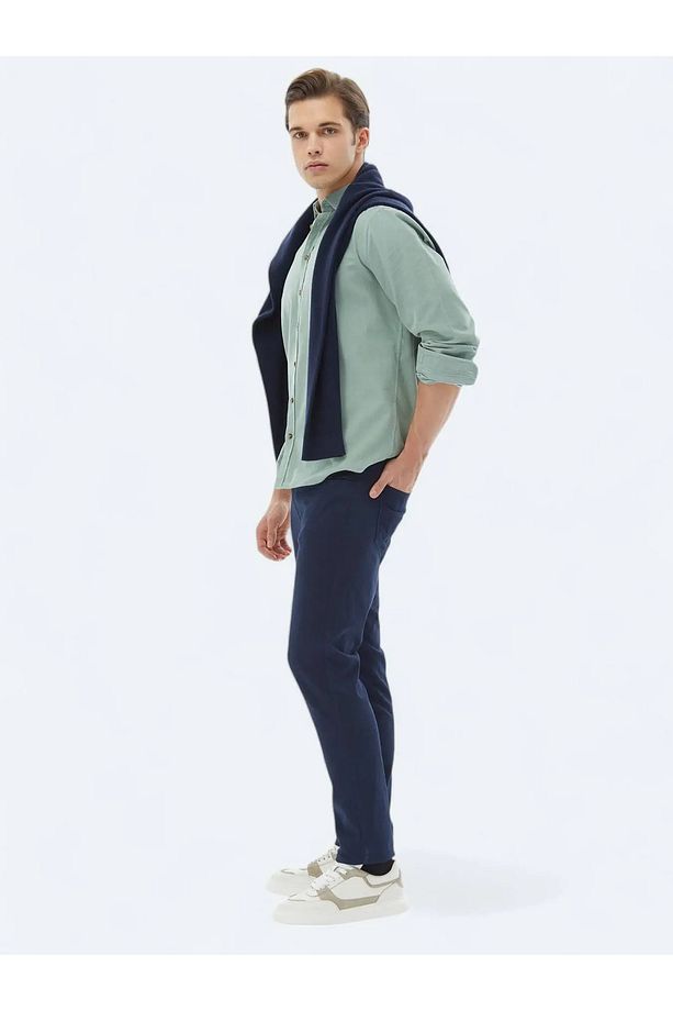 Mint Fitilli Regular Fit Dokuma Kadife Casual %100 Pamuk Gömlek - 3