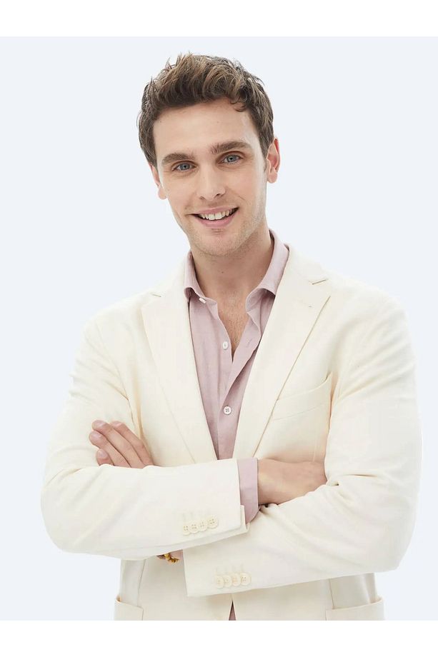 Ekru Düz Modern Fit Örme Ceket - 4