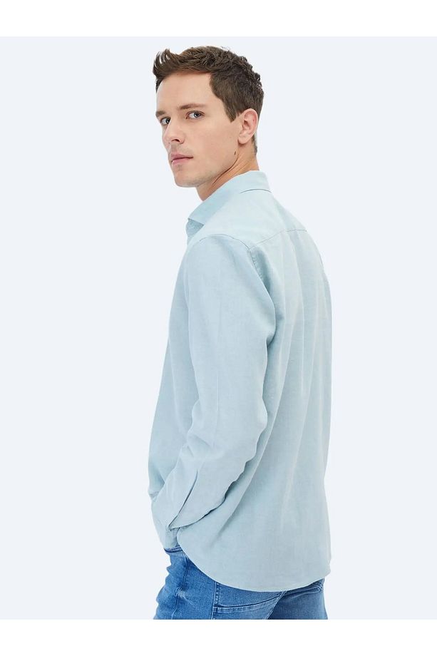 Mint Düz Regular Fit Dokuma Casual Pamuk Karışımlı Gömlek - 6
