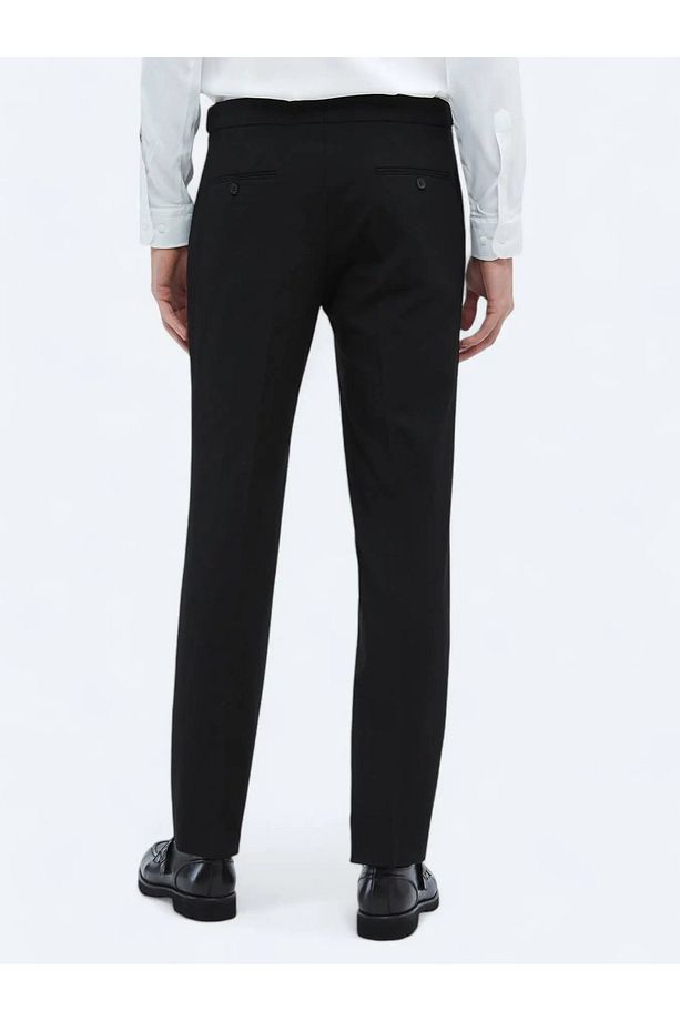 Siyah Dokuma Regular Fit Casual Pantolon - 5