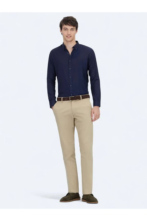 Safran Düz Dokuma Regular Fit Casual Pamuk Karışımlı Pantolon - 1
