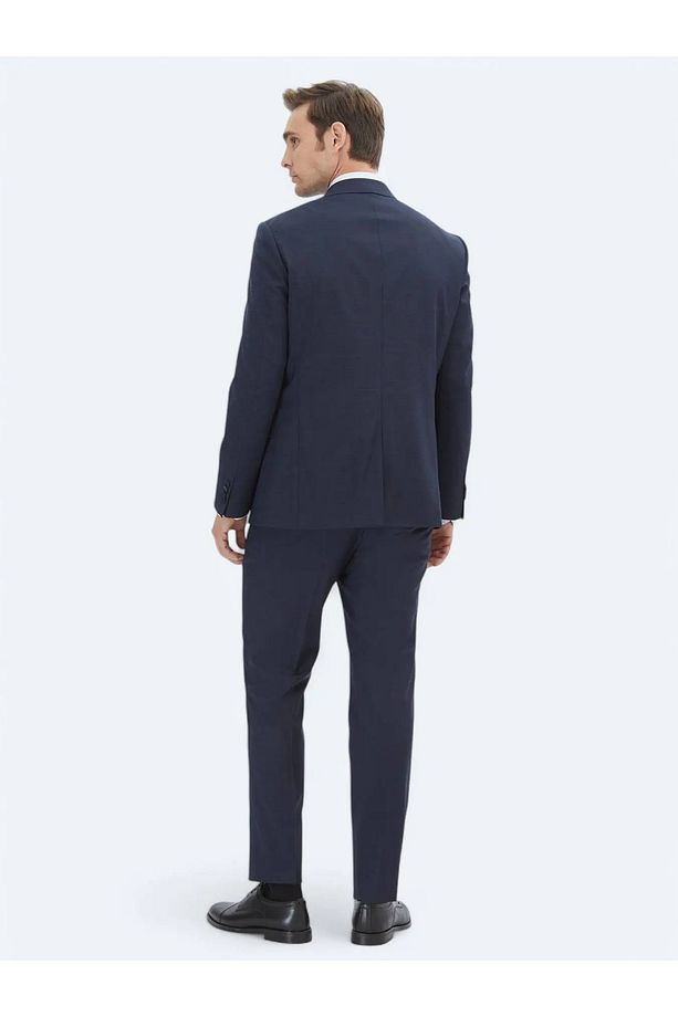 Lacivert Mikro Modern Fit Yün Karışımlı Takım Elbise - 5