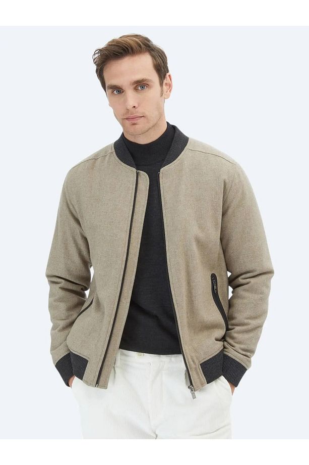 Vizon Regular Fit Casual Dokuma Mont - 1