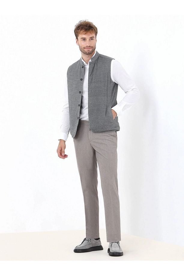 Deve Tüyü Düz Dokuma Fitted Fit Klasik Pantolon - 3