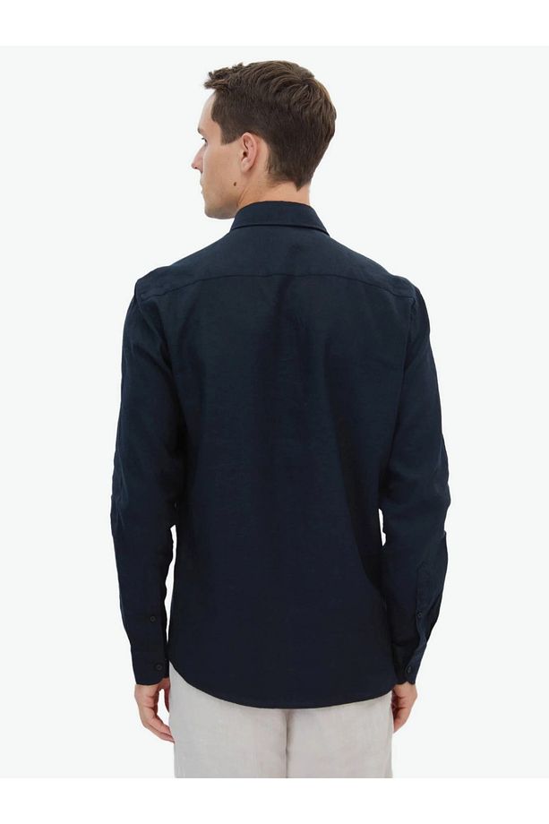 Siyah Düz Regular Fit Dokuma Casual Pamuk Karışımlı Gömlek - 5